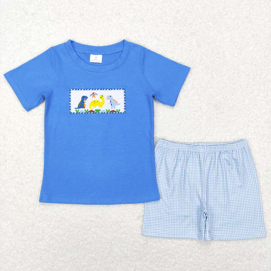 Baby Boys Dinosaur Summer Blue Tee Shirts Shorts Clothes Sets