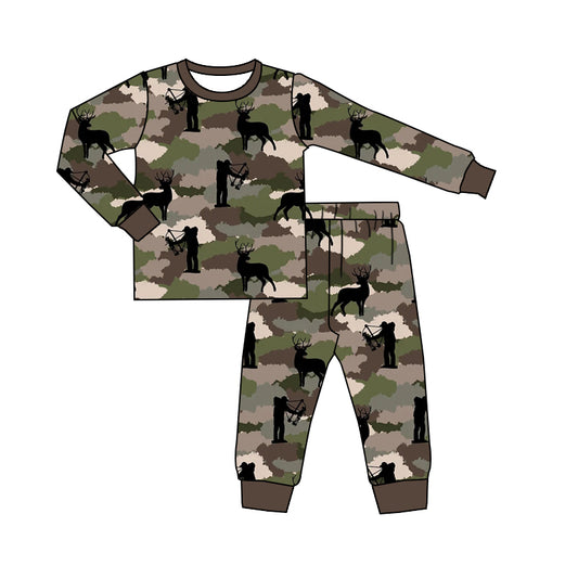 Baby Boys Hunting Long Sleeve Top Pants Pajamas Clothing Sets preorder(moq 5)