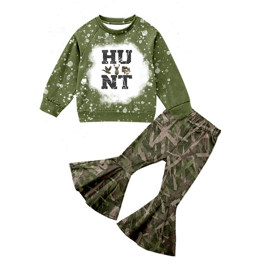 Baby Girls Hunting Long Sleeve Top Camo Bell Pants Clothing Sets preorder(moq 5)