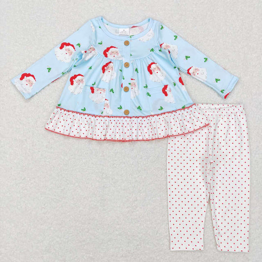 Baby Girls Christmas Santa Tunic Top Dots Legging Pants Clothes Sets