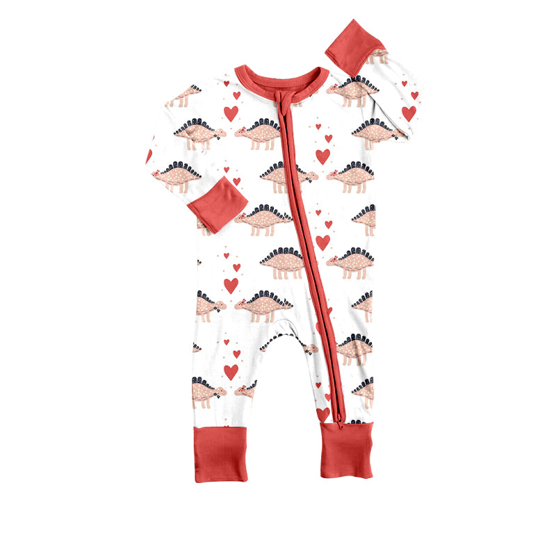 Baby Girls Valentines Dinosaur Long Sleeve Rompers preorder(moq 5)