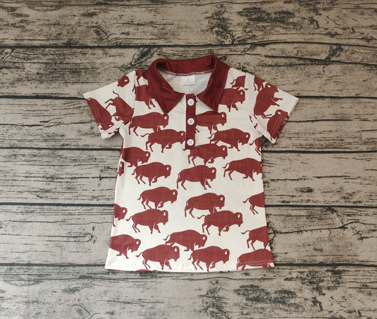 Baby Boys Cow Western Short Sleeve Buttons Shirts Tops