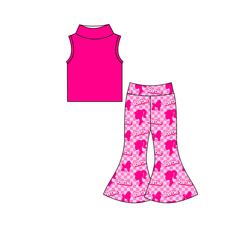 Baby Girls Pink Sleeve Tee Shirt Doll Bell Pants Clothing Sets Preorder(moq 5)