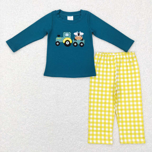 Baby Boys Green Tractor Farm Pants Clothes Sets