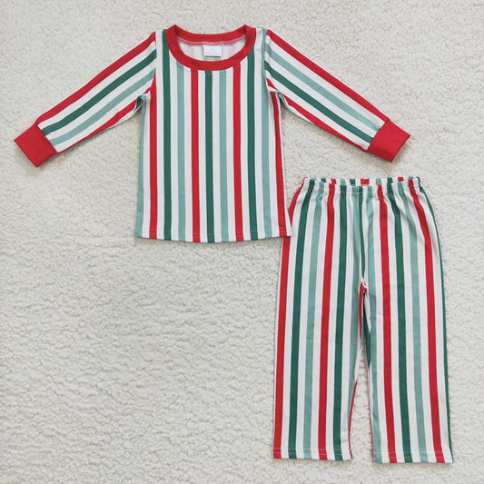 Baby Boys Christmas Stripes Long Sleeve Top Pants Pajamas Sets