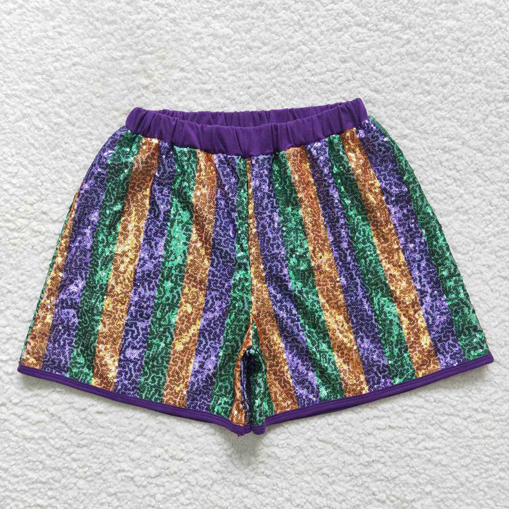 Adult Women Green Purple Gold Sequin Shorts