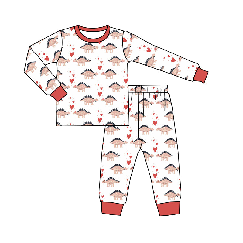 Baby Boys White Dinosaur Top Pants Pajamas Clothes Sets preorder(moq 5)