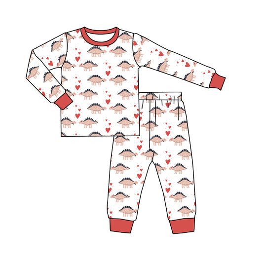 Baby Boys White Dinosaur Top Pants Pajamas Clothes Sets preorder(moq 5)