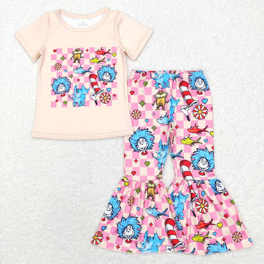 Baby Girls Pink Checkered Dr Reading Sibling Designs Clothes Sets