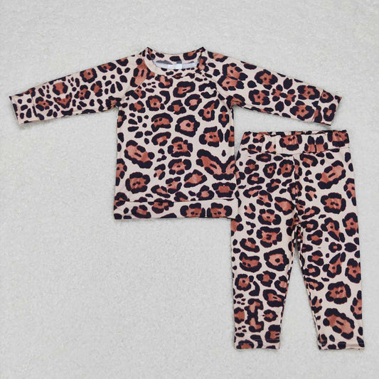 Baby Kids Black Leopard Long Sleeve Top Pants Pajamas Sets