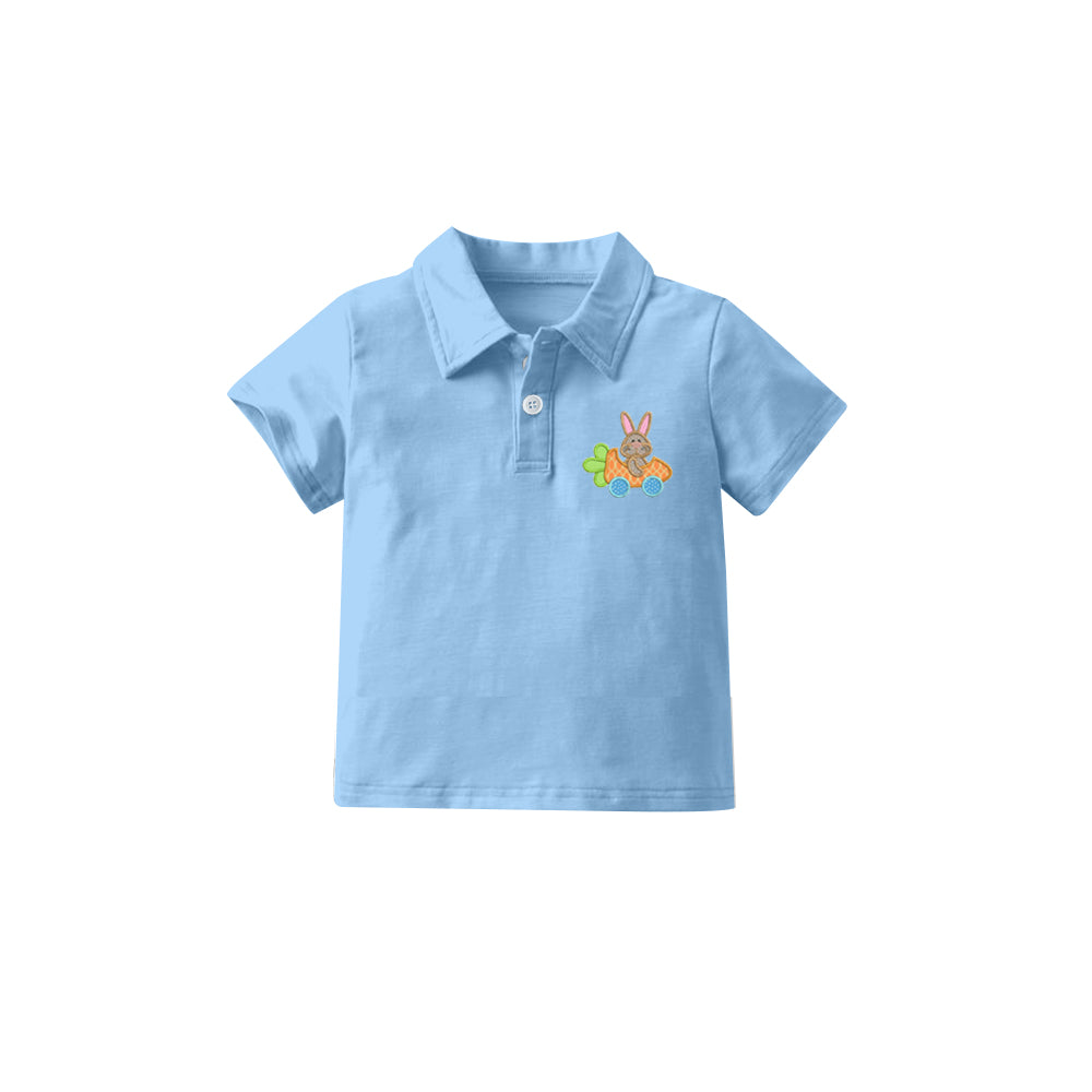 Baby Boys Easter Carrot Rabbit Buttons Short Sleeve Polo Shirts Tops Preorder(moq 5)