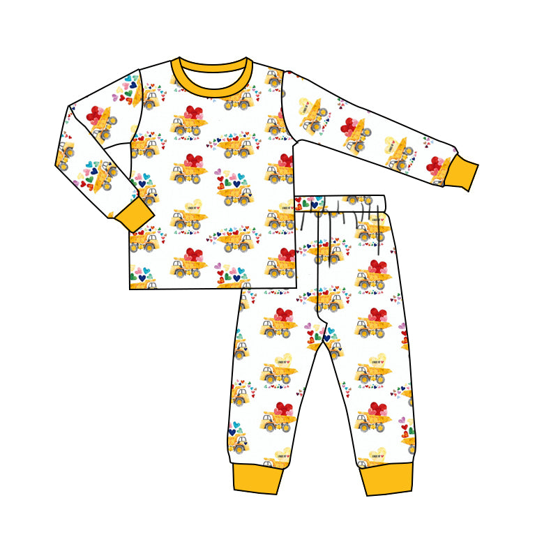 Baby Boys Valentines Tractor Top Pants Pajamas Clothes Sets preorder(moq 5)