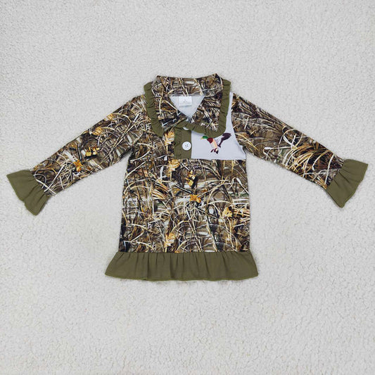 Baby Girls Camo Hunting Duck Ruffle Pullover Jackets Tops