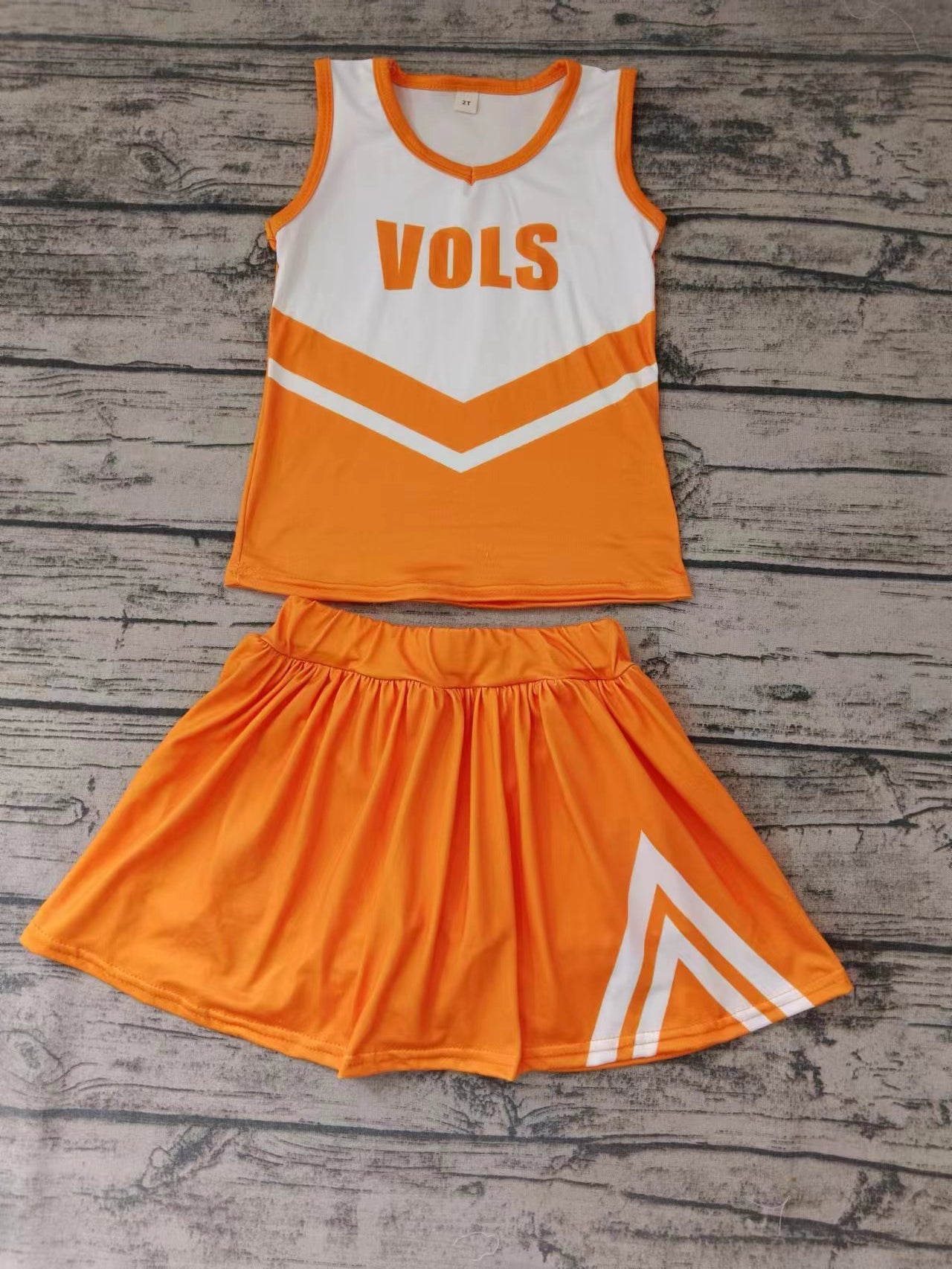 Baby Girls Orange Cheer Top Skirts Clothes Sets preorder(moq 5)