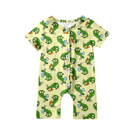 Baby Kids Easter Dinosaur Eggs Short Sleeve Buttons Rompers preorder(moq 5)