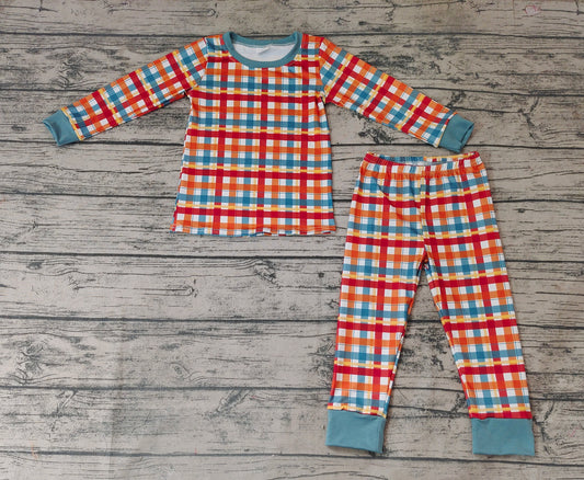 Baby Boys Thanksgiving Shirt Pants Plaid Pajamas Clothes Sets