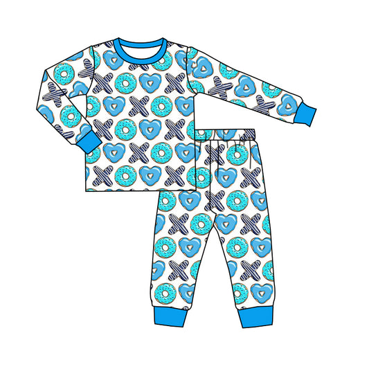 Baby Boys Valentines Blue XO Top Pants Pajamas Clothes Sets preorder(moq 5)