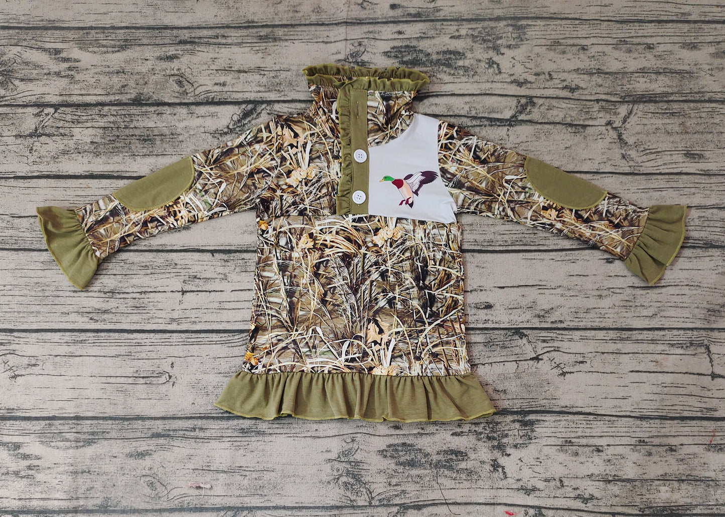 Baby Girls Camo Hunting Duck Ruffle Pullover Jackets Tops