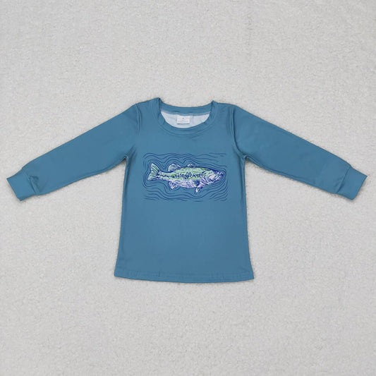 Baby Boys Green Fishing Long Sleeve Tee Shirts