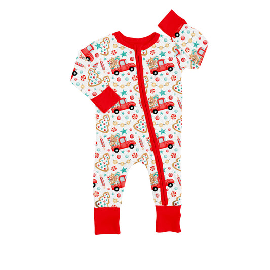 Baby Kids Christmas Car Tree Long Sleeve Zip Rompers preorder(moq 5)