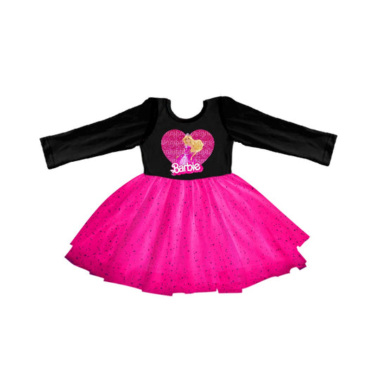 Baby Girls Black Long Sleeve Pink Sparkle Tutu Dresses preorder(moq 5)