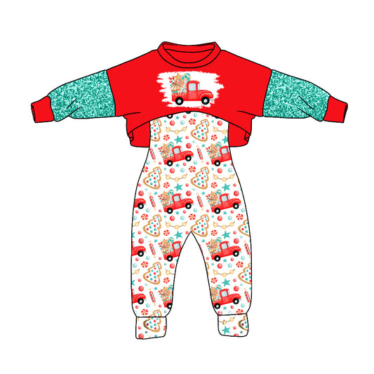 Baby Girls Christmas Tree Car 2pcs Jumpsuits Sets preorder(moq 5)
