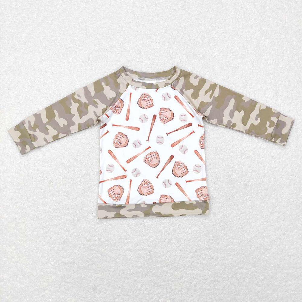 Baby Boys Baseball Long Sleeve Camo Tops Tee Shirts