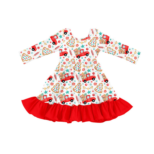 Baby Girls Red Car Christmas Long Sleeve Dresses preorder(moq 5)