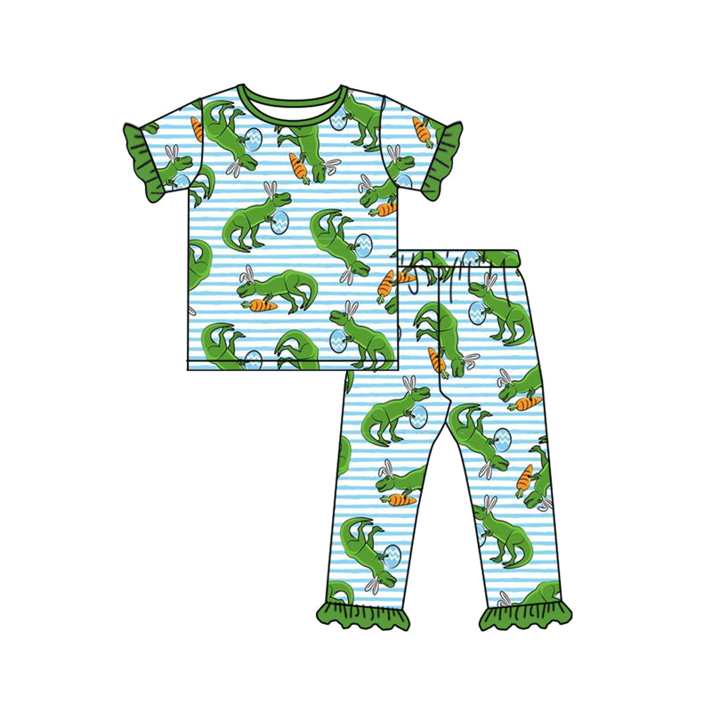 Baby Girls Dinosaur Eggs Tee Bottom Pants Pajamas Clothes Sets preorder(moq 5)