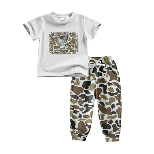 Baby Boys Camo Duck Short Sleeve Tee Shirt Pants Clothing Sets Preorder(moq 5)