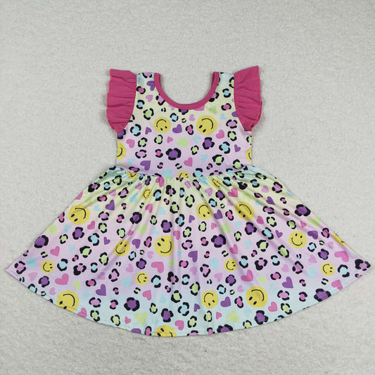 Baby Girls Pink Colorful Leopard Knee Length Dresses