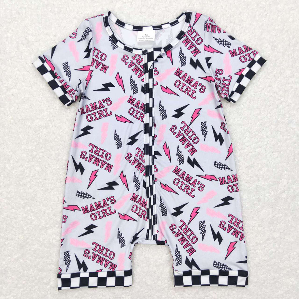 Baby Infant Girls Mama's Girl Zip Short Sleeve Rompers
