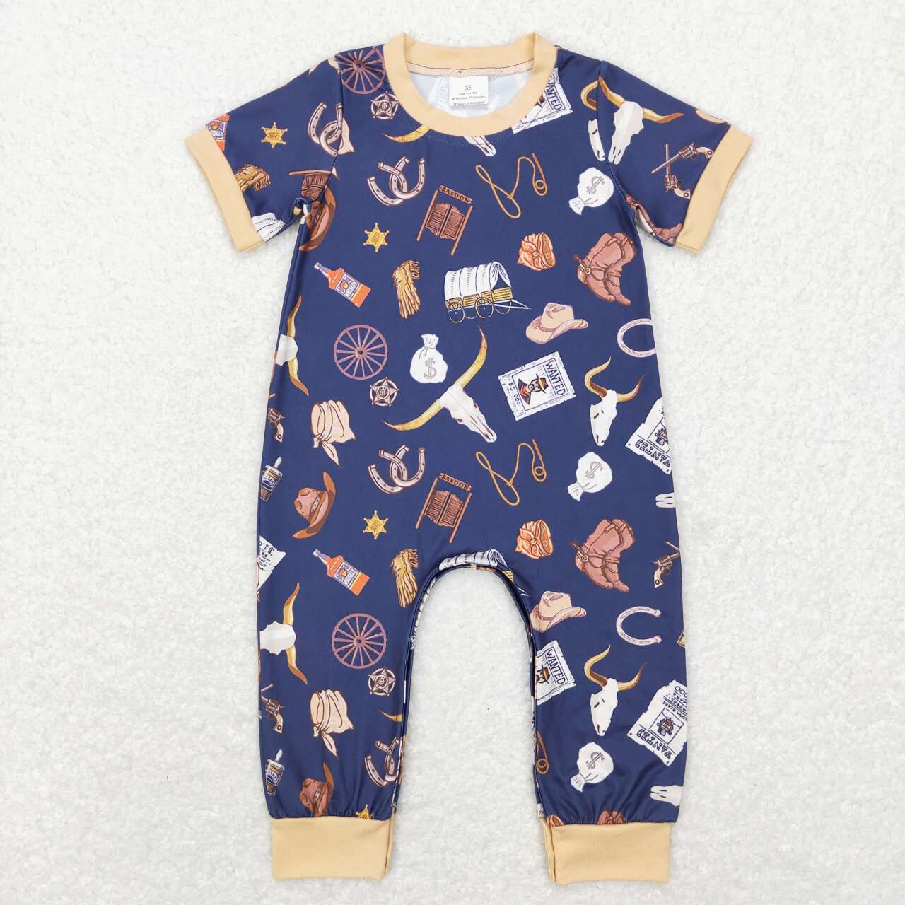 Baby Boys Cow Print Western Rompers