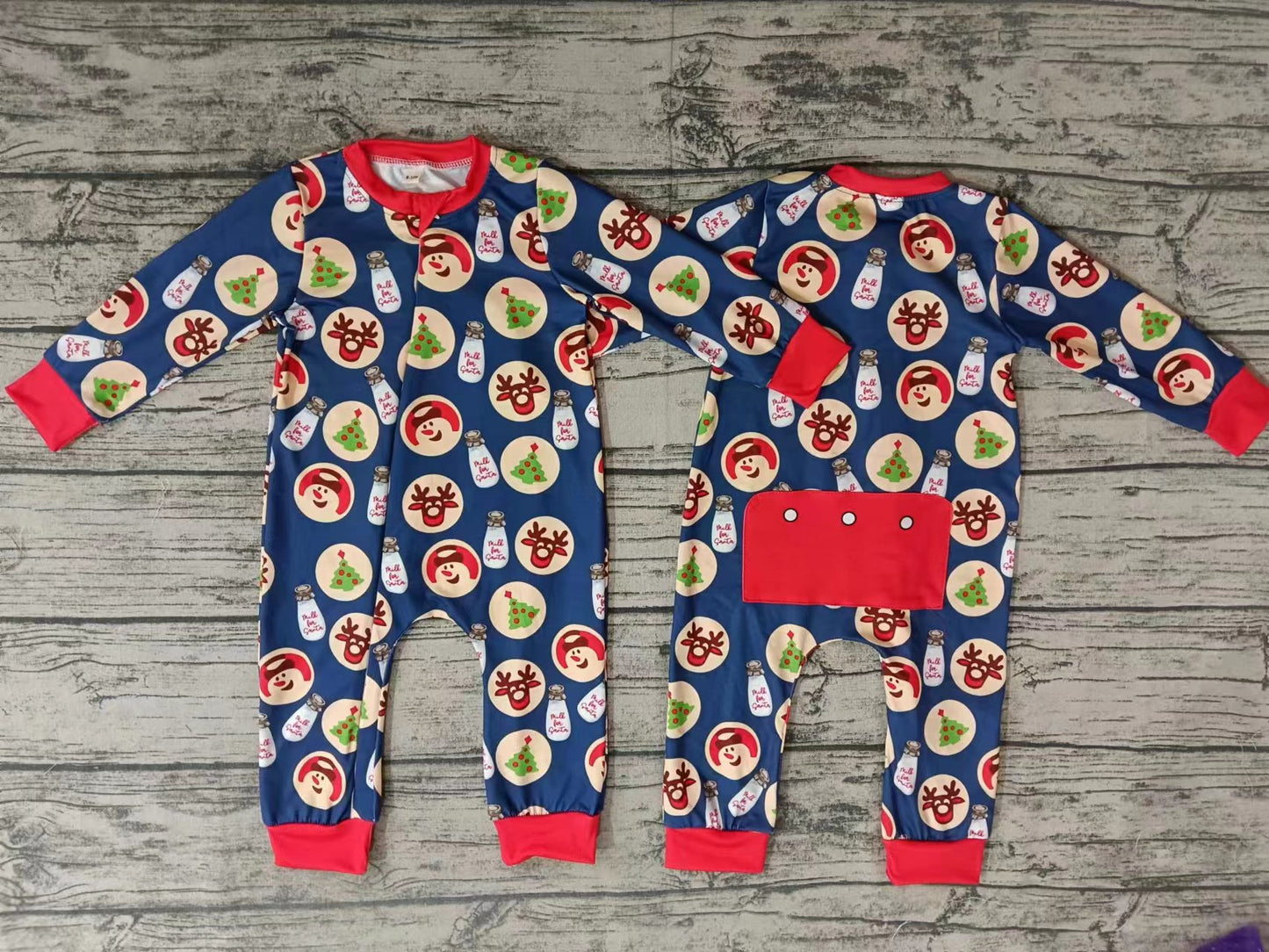 Baby Infant Boys Christmas Deer Snowman Zip Rompers preorder(moq 5)