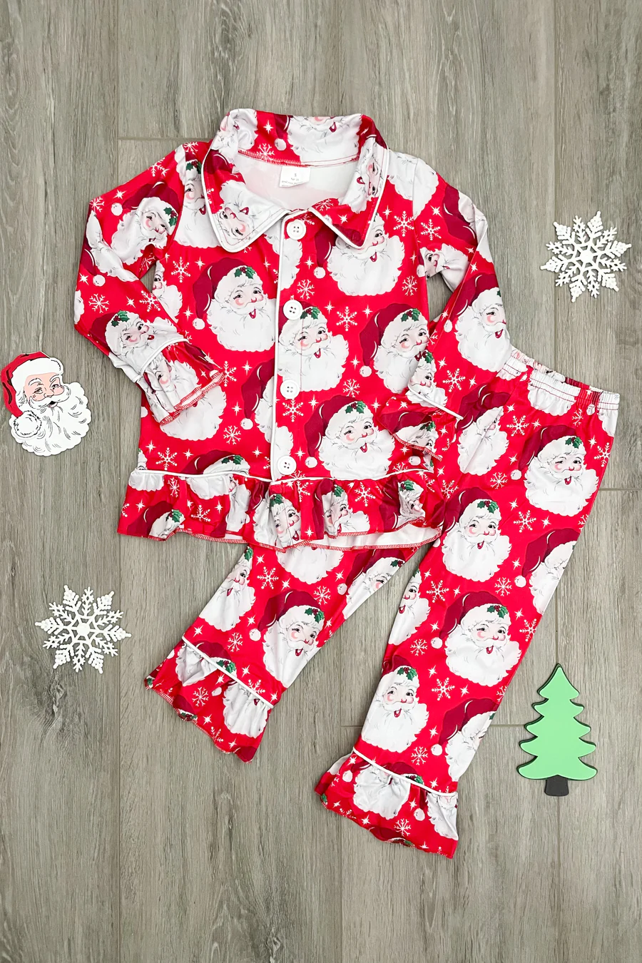 Girls Red Santa pajamas