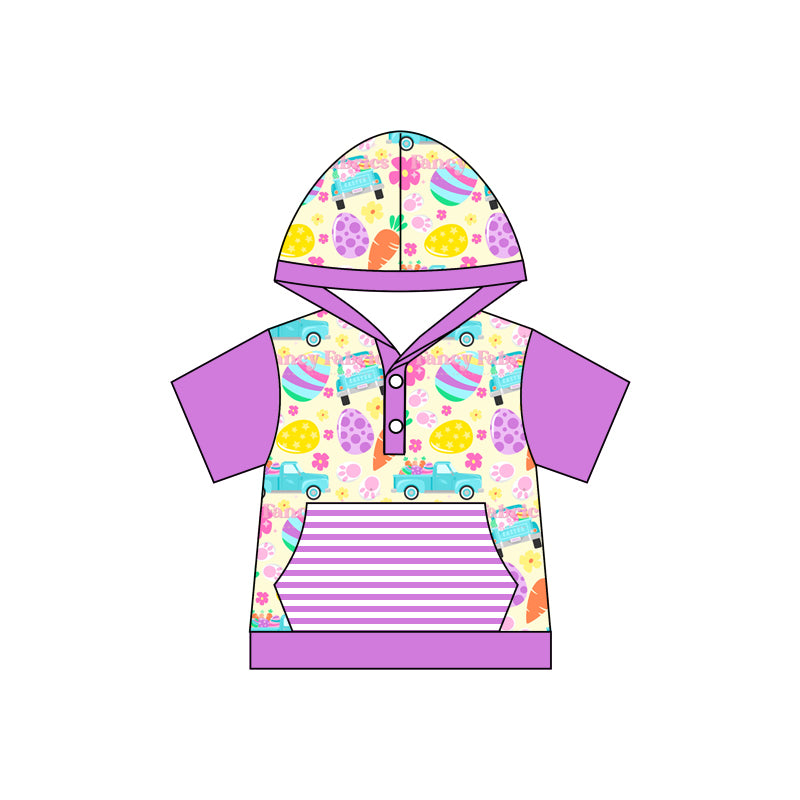 Baby Girls Easter Lavender Hooded Eggs Shirts Preorder(moq 5)