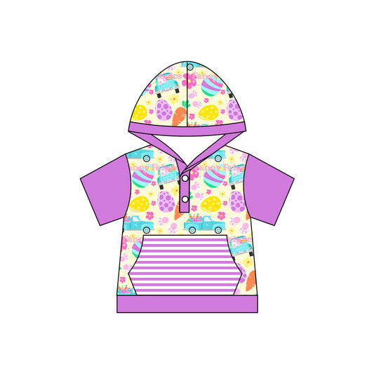 Baby Girls Easter Lavender Hooded Eggs Shirts Preorder(moq 5)