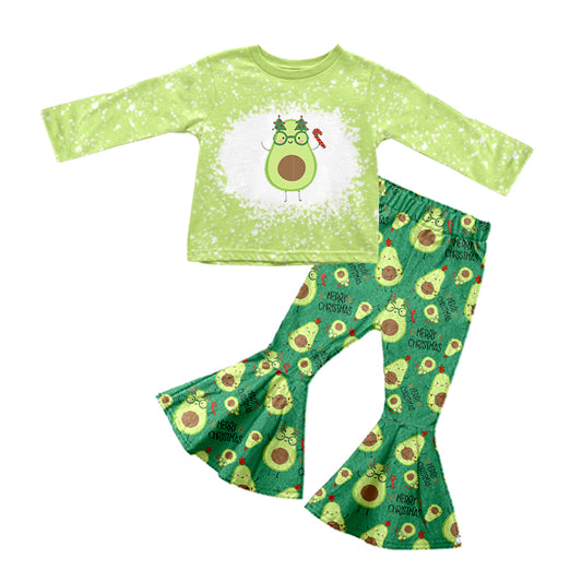 Baby Girls Green Avocado Top Bell Pants Clothes Sets preorder(moq 5)