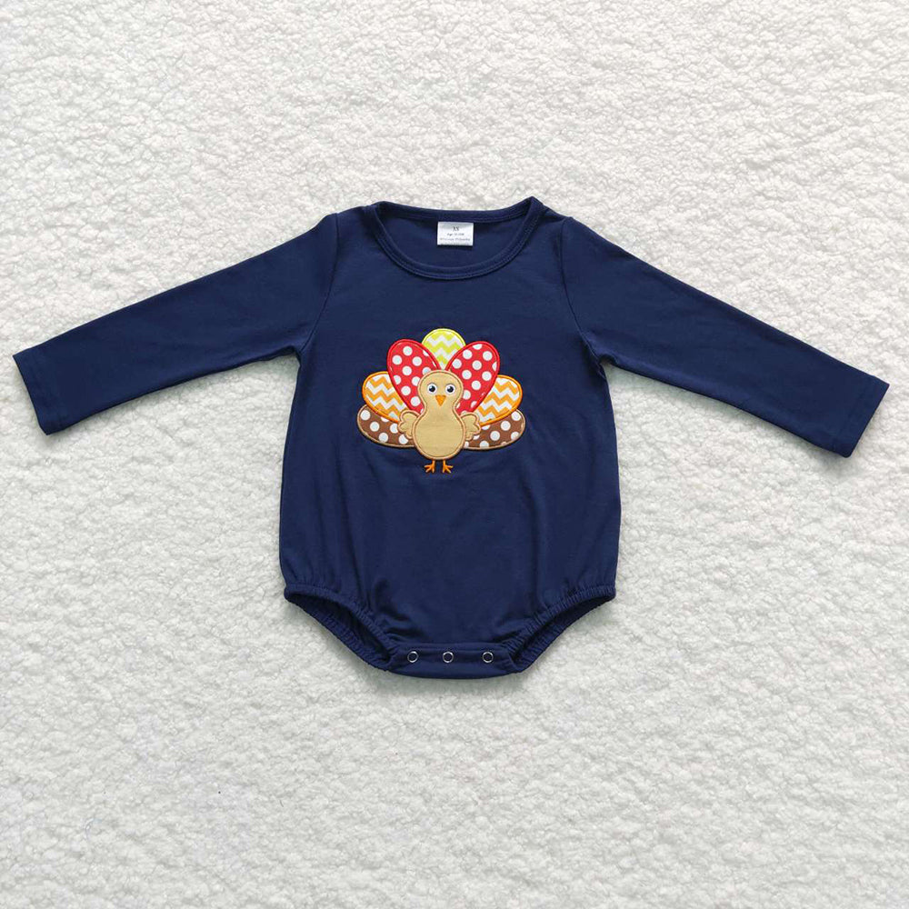 Baby Boys Thanksgiving Turkey Long Sleeve Rompers