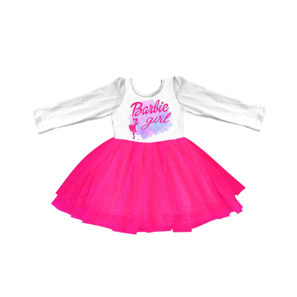 Baby Girls White Long Sleeve Pink Sparkle Tutu Dresses preorder(moq 5)