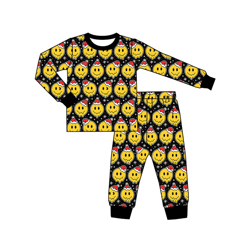 Baby Boys Kids Smile Christmas Hats Long Sleeve Shirt Pants Pajamas Sets preorder(moq 5)