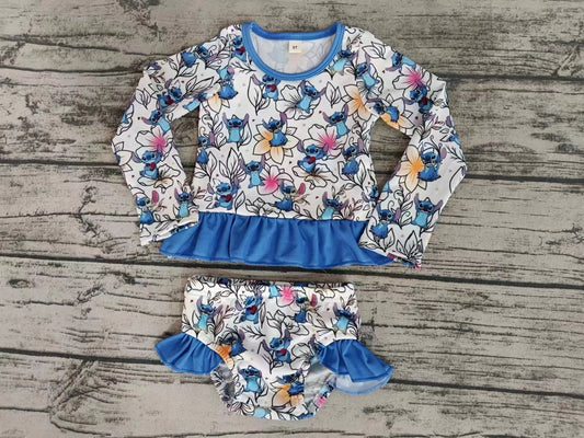 Baby Girls Cartoon Mouse Ruffle Top Bummie Swimsuits Clothes Sets Preorder(moq 5)