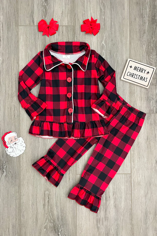 Girls Plaid Pajamas Sets