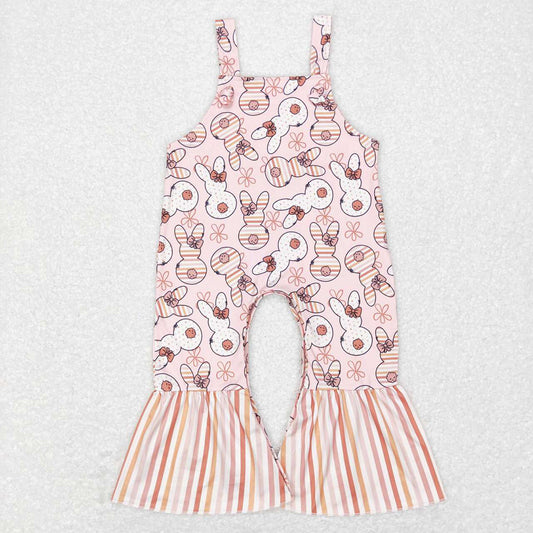 Baby Boys Easter Pink Straps Rabbits Bell Pants Jumpsuits