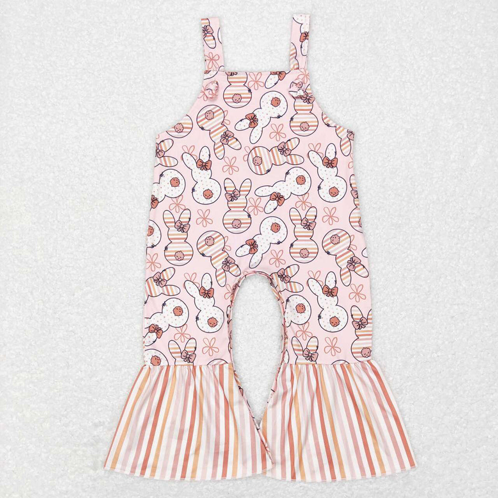 Baby Boys Easter Pink Straps Rabbits Bell Pants Jumpsuits