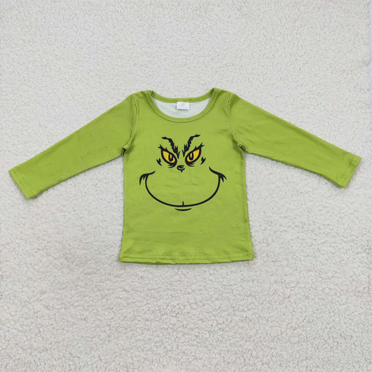 Baby Girls Green Frog Face Long Sleeve Tee Shirts Tops