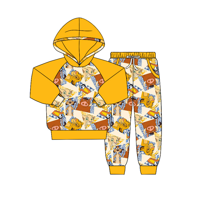 Baby Boys Cartoon Lion Shirts Hooded Top Pants Clothes Sets preorder(moq 5)