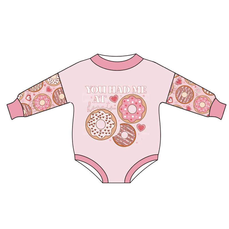 Baby Girls Dnouts Valenitnes Long Sleeve Rompers preorder(moq 5)