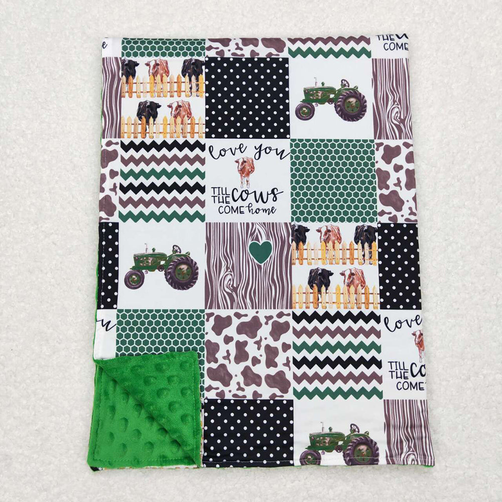 Baby Kids Farm Tractors Minky Blankets