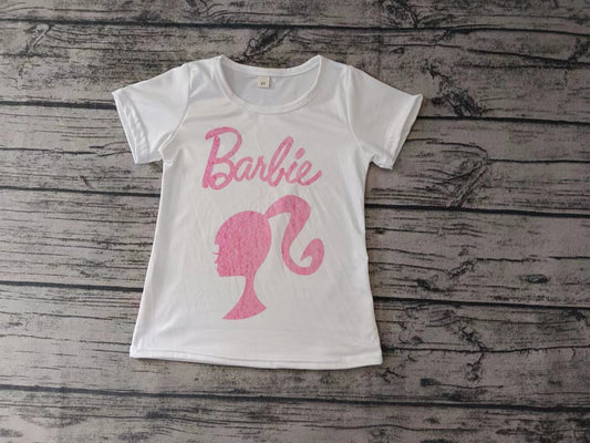 Baby Girls White Doll Short Sleeve Tee Tops preorder(moq 5)